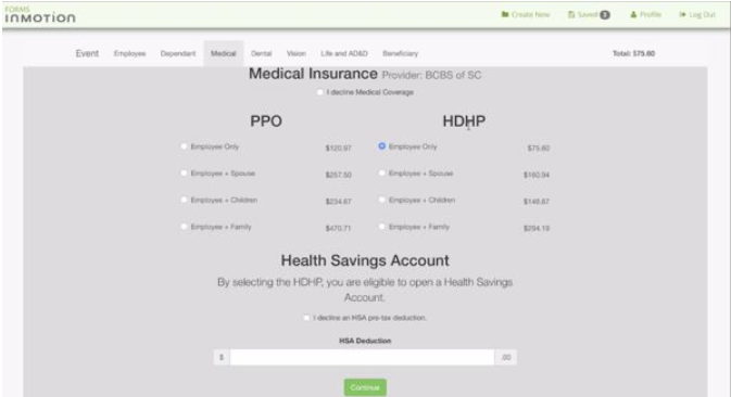 screenshot of Forms InMotion